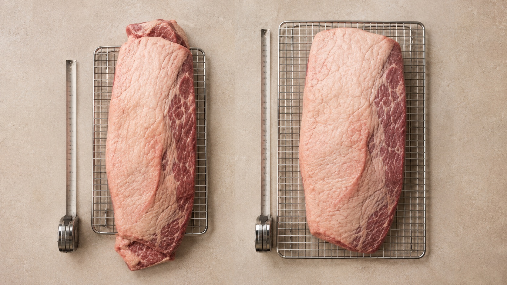 Illustration of a long cut fitting differently on two racks